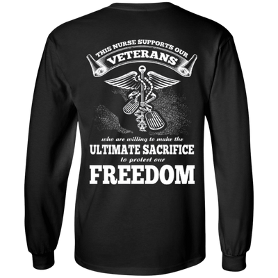 THIS NURSE SUPPORTS OUR VETERANS-T-Shirt & Hoodie-Long Sleeve T-Shirt-Black