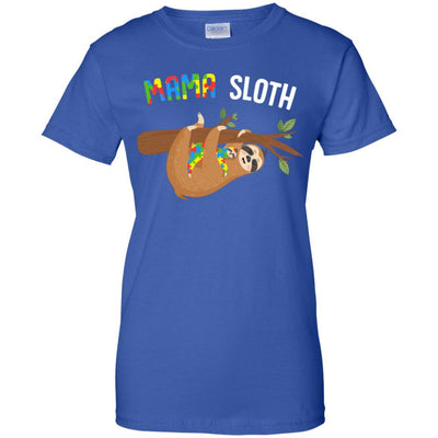 Mama Sloth Autism Awareness Mom Gift-T-Shirt & Hoodie-Women's T-Shirt-Royal