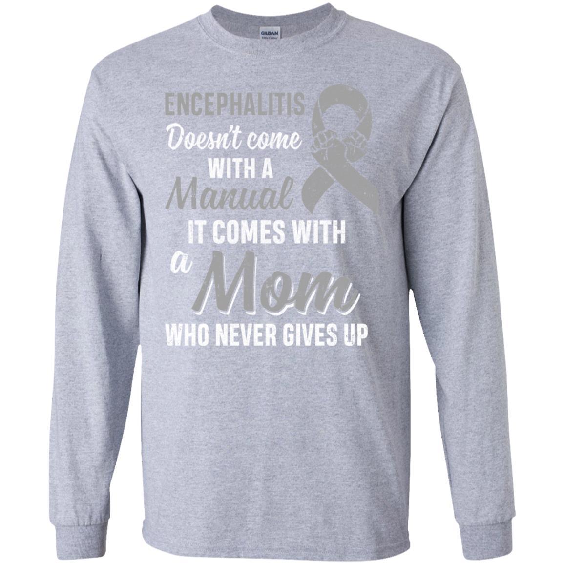 Encephalitis Awareness Mom Warrior Gifts-T-Shirt & Hoodie-Long Sleeve T-Shirt-Sport Grey