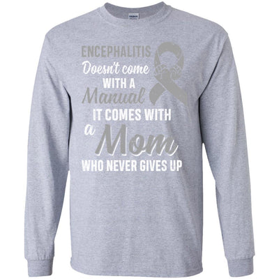 Encephalitis Awareness Mom Warrior Gifts-T-Shirt & Hoodie-Long Sleeve T-Shirt-Sport Grey