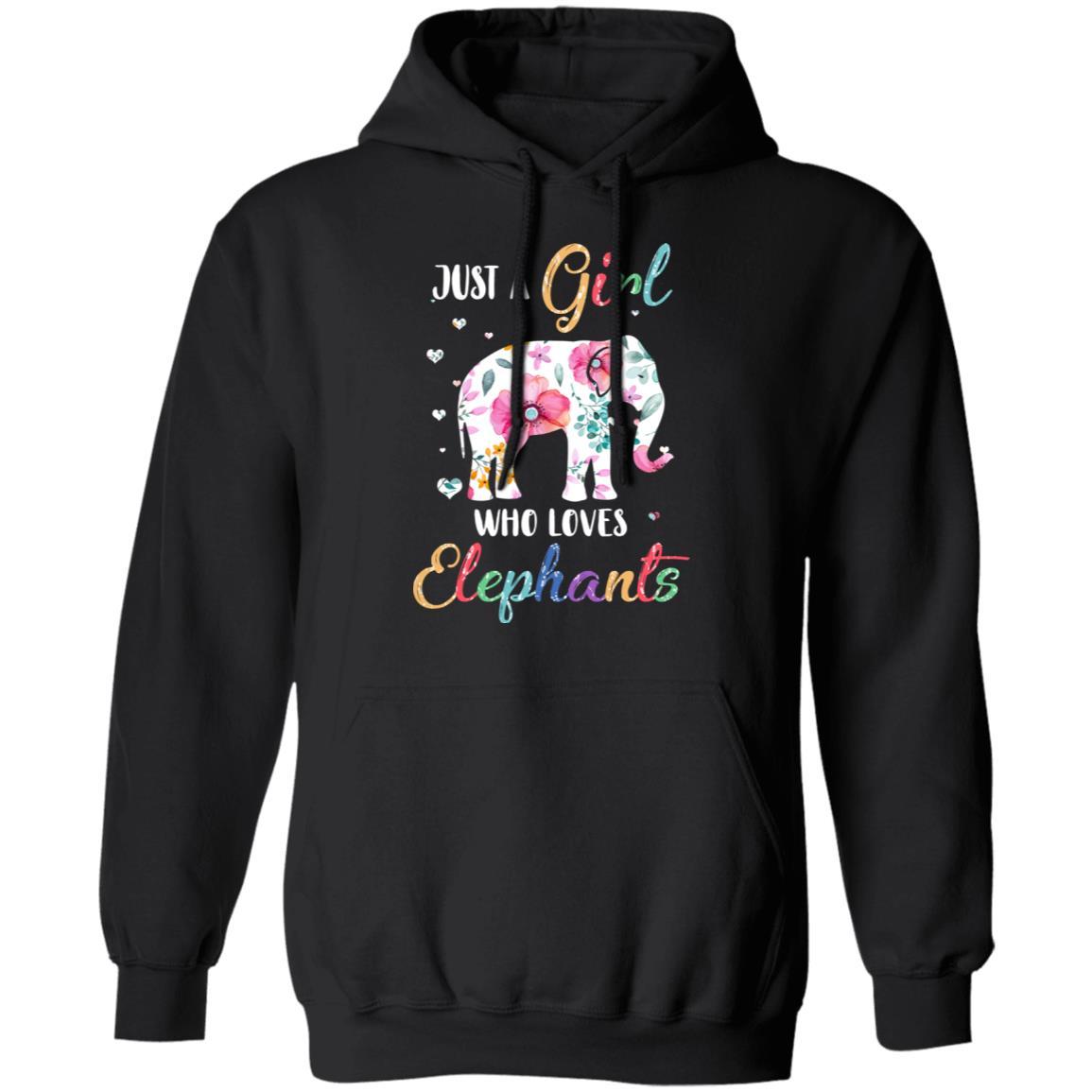 Just A Girl Who Loves Elephants Cute Elephant Lover-T-Shirt & Hoodie-Pullover Hoodie-Black