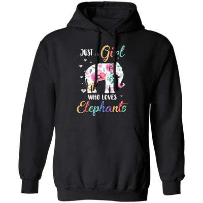 Just A Girl Who Loves Elephants Cute Elephant Lover-T-Shirt & Hoodie-Pullover Hoodie-Black