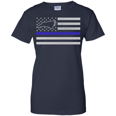North Carolina Thin Blue Line Police State-T-Shirt & Hoodie-Women's T-Shirt-Navy