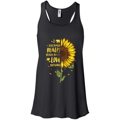I Just Really Really Love Elephants Sunflower-T-Shirt & Tank Top-Women's Flowy Racerback Tank-Black