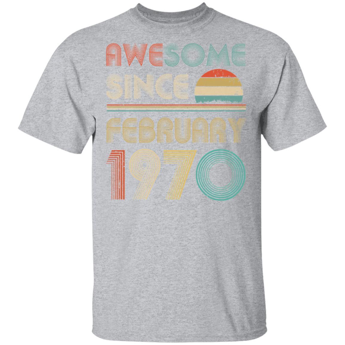 Awesome Since February 1970 Vintage 51th Birthday Gifts-T-Shirt & Hoodie-Classic T-Shirt-Sport Grey