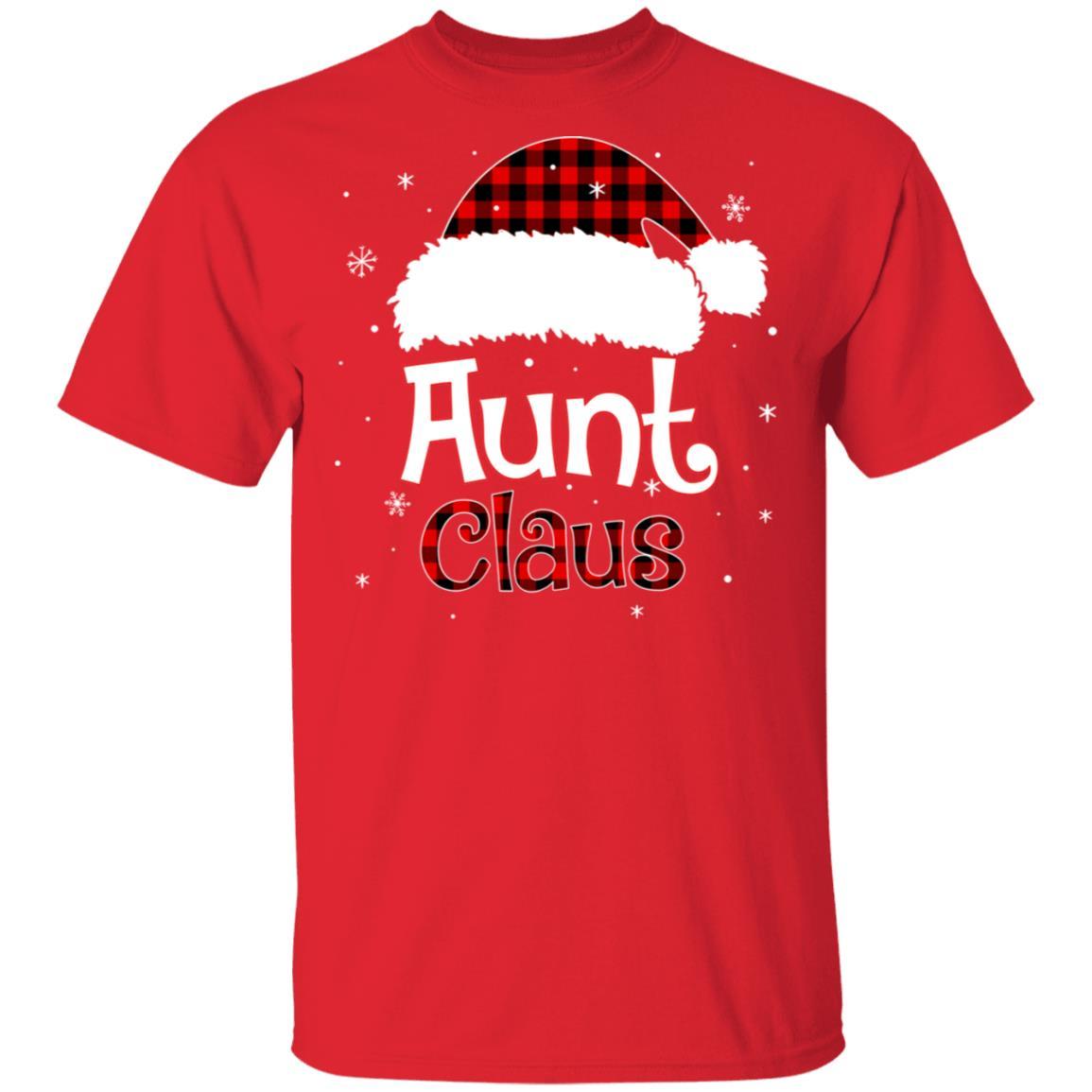 Santa Aunt Claus Red Plaid Family Pajamas Christmas Gift-T-Shirt & Sweatshirt-Classic T-Shirt-Red