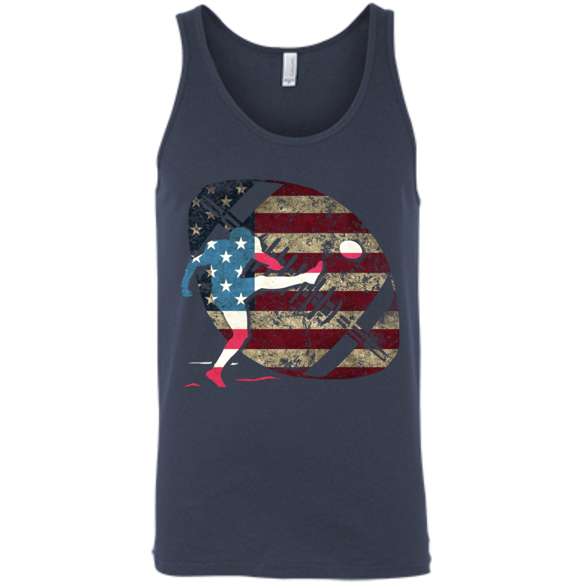 Kicker Football America Flag-T-Shirt & Hoodie-Unisex Tank-Navy