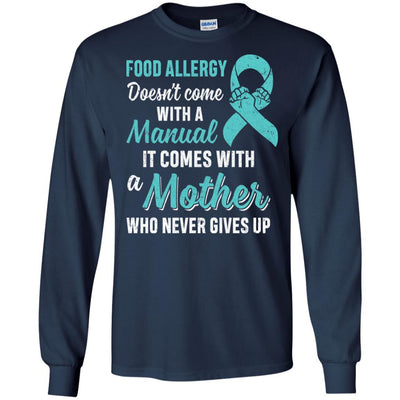 Funny Gift Food Allergy Mom Awareness Warrior-T-Shirt & Hoodie-Long Sleeve T-Shirt-Navy