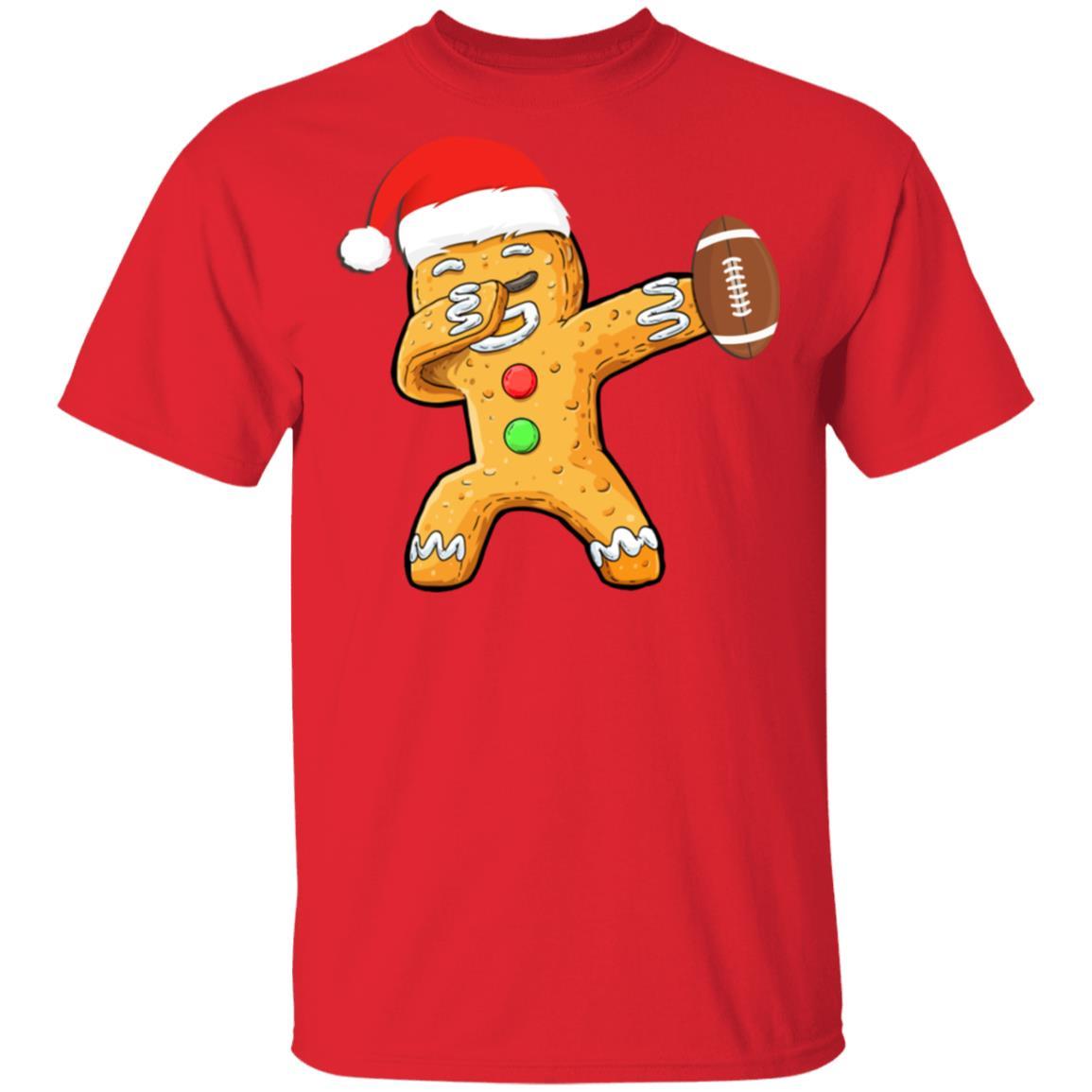 Dabbing Gingerbread Santa Football Christmas Pajama Gifts-T-Shirt & Sweatshirt-Classic T-Shirt-Red