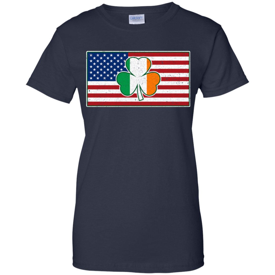Shamrock Irish Ireland American USA Flag Gift-T-Shirt & Hoodie-Women's T-Shirt-Navy