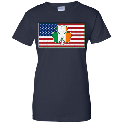 Shamrock Irish Ireland American USA Flag Gift-T-Shirt & Hoodie-Women's T-Shirt-Navy