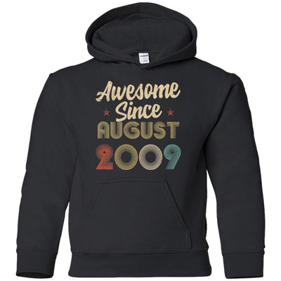Awesome Since August 2009 Vintage 12th Birthday Gifts Youth-Youth Shirt-Youth Pullover Hoodie-Black