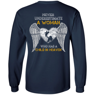 Never Undertimate A Woman Has Child In Heaven-T-Shirt & Hoodie-Long Sleeve T-Shirt-Navy