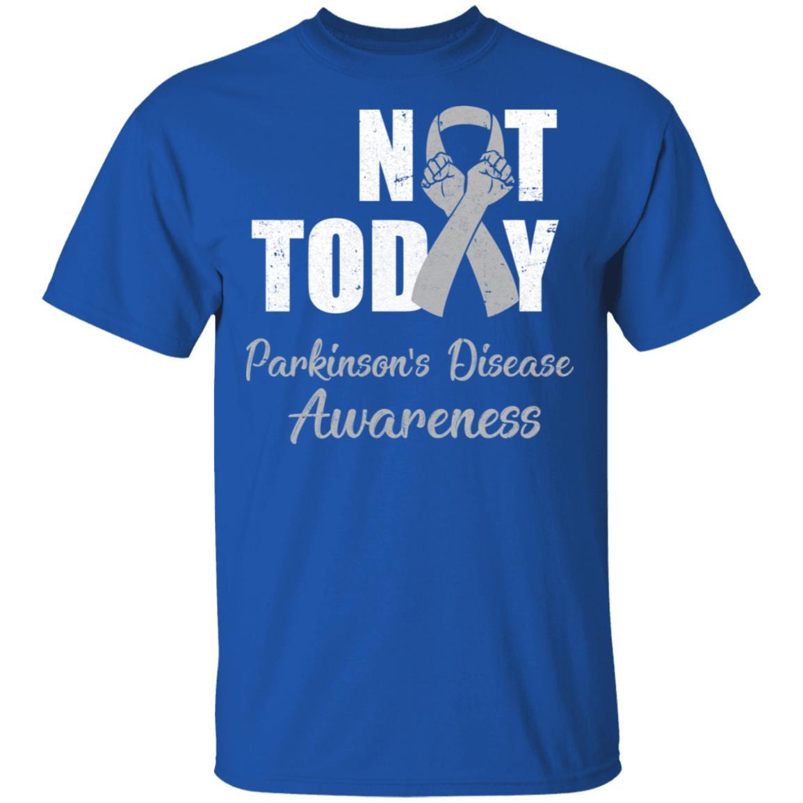 Support Parkinson's Disease Awareness Gray Ribbon Not Today-T-Shirt & Hoodie-Classic T-Shirt-Royal