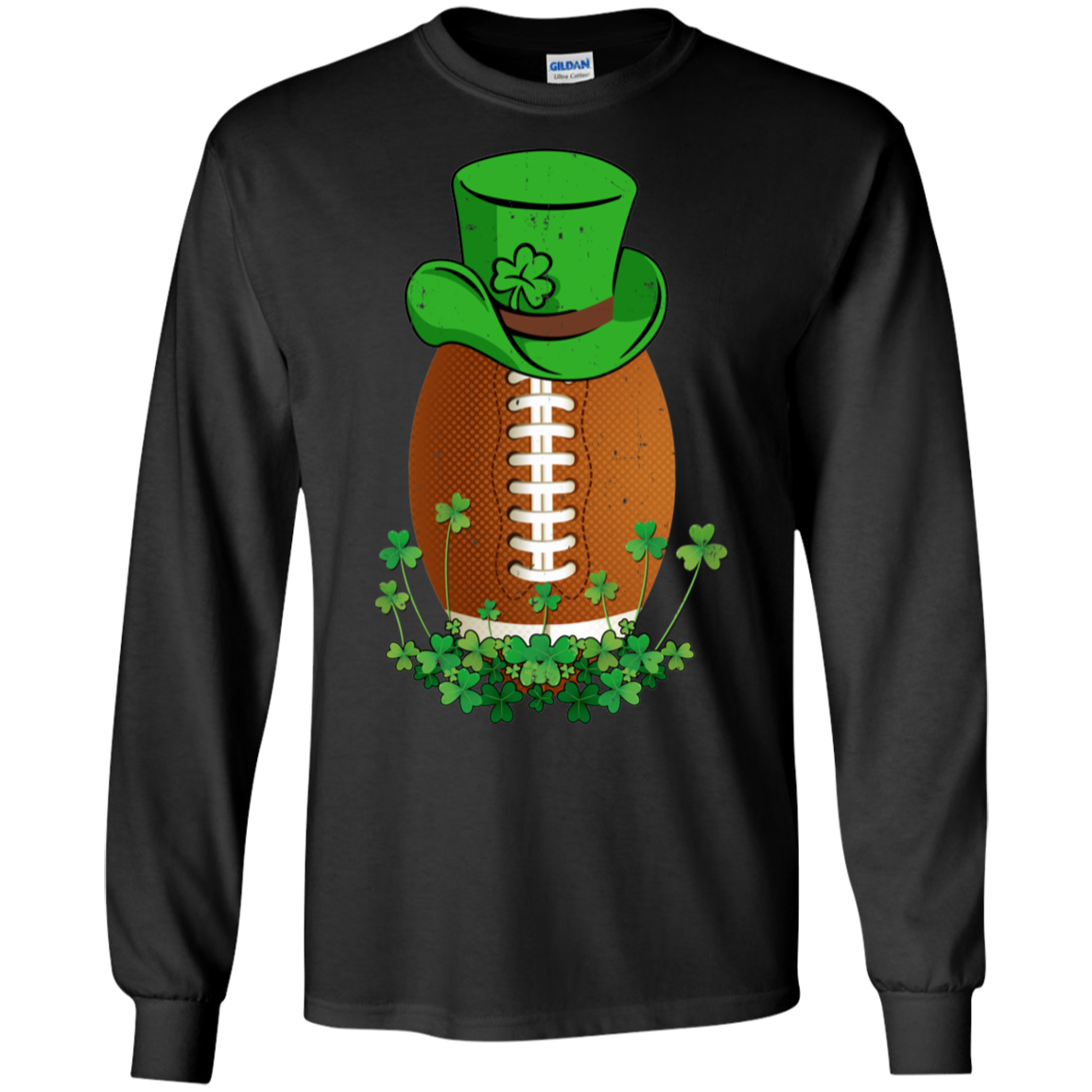 Shamrock Football Leprechaun St Patricks Day-T-Shirt & Hoodie-Long Sleeve T-Shirt-Black