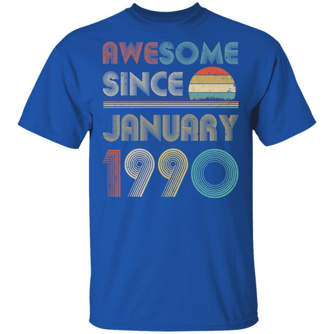 Awesome Since January 1990 Vintage 31th Birthday Gifts-T-Shirt & Hoodie-Classic T-Shirt-Royal