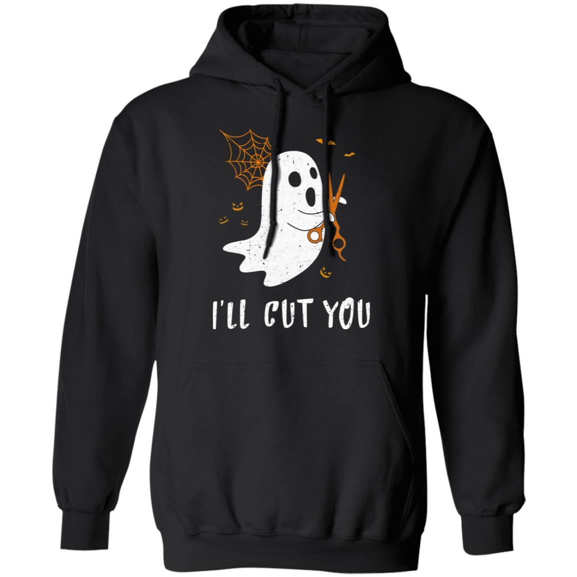 Halloween Boo Ghost I'll Cut You Barber Costume-T-Shirt & Hoodie-Pullover Hoodie-Black