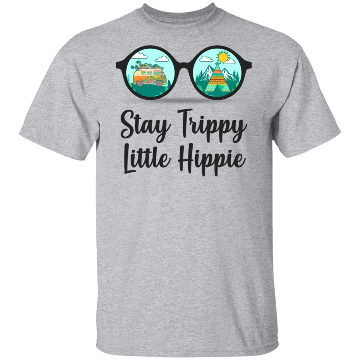 Stay Trippy Little Hippie Glasses Hippie Camping Gift-T-Shirt & Tank Top-Classic T-Shirt-Sport Grey