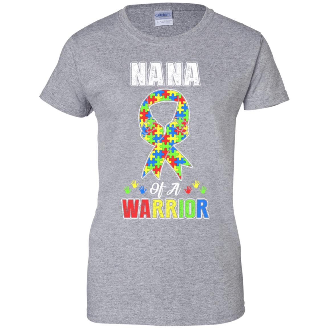 Nana Of A Warrior Support Autism Awareness Gift-T-Shirt & Hoodie-Women's T-Shirt-Sport Grey