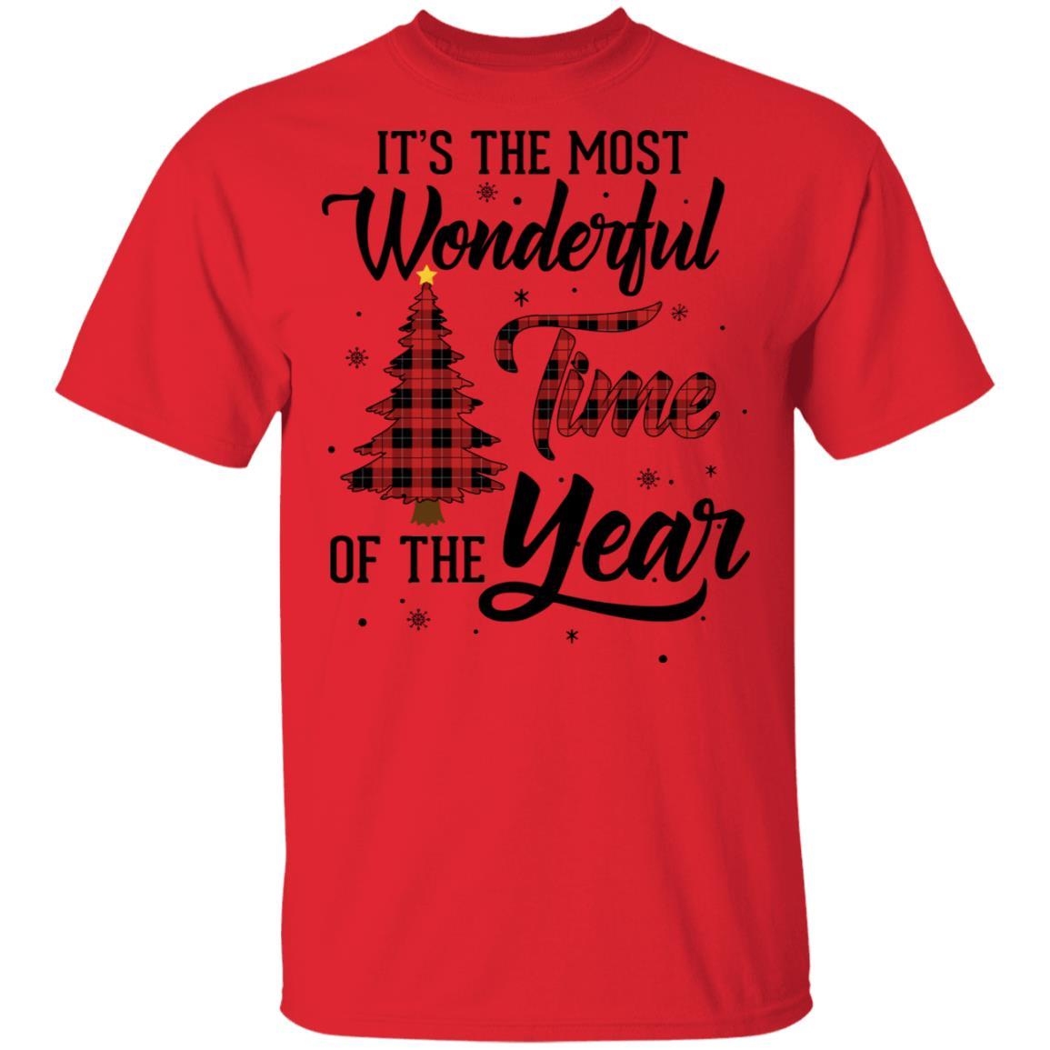 The Most Wonderful Time Of The Year Christmas Buffalo Plaid-T-Shirt & Sweatshirt-Classic T-Shirt-Red