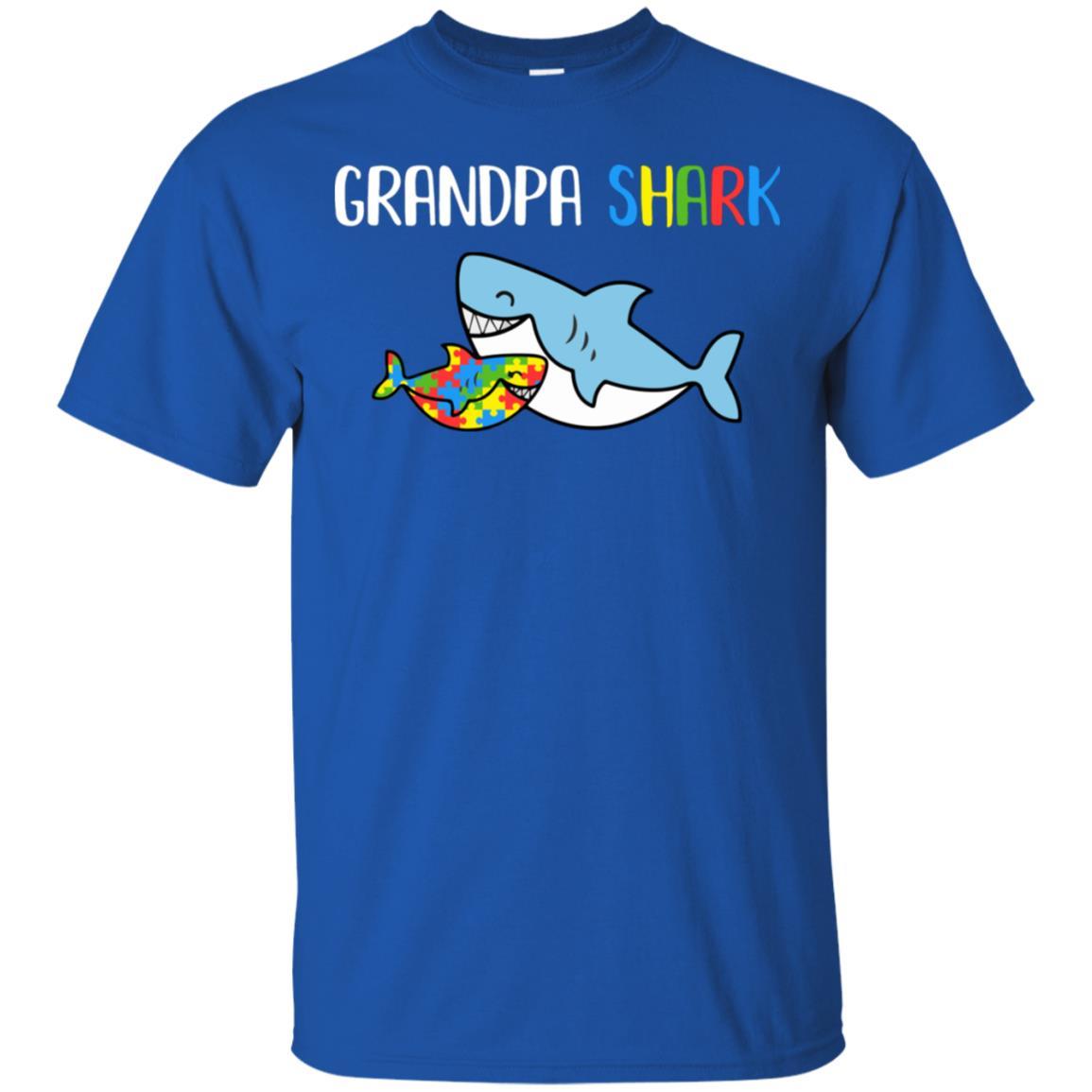 Grandpa Shark Support Autism Awareness For Grandchild-T-Shirt & Hoodie-Classic T-Shirt-Royal