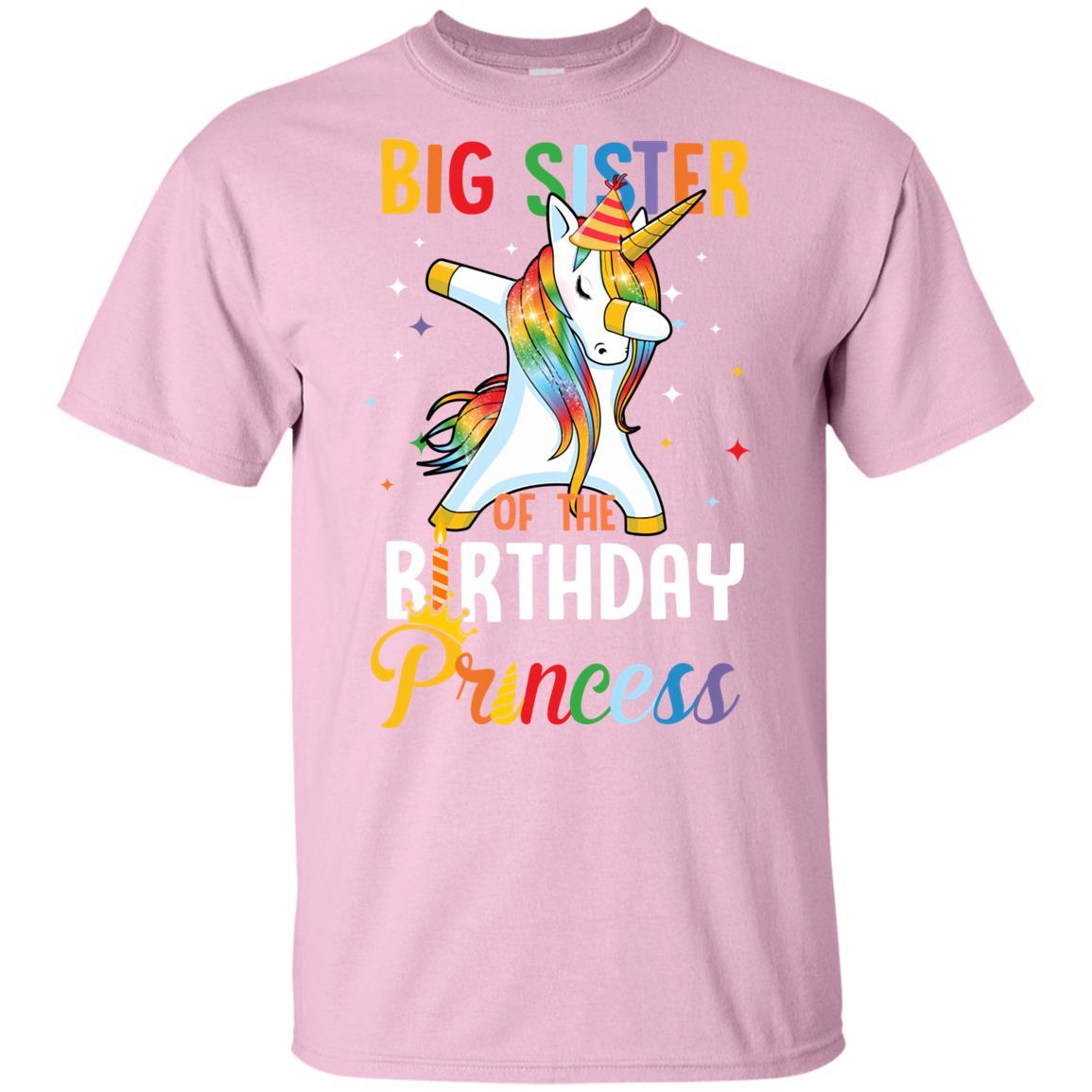 Proud Big Sister Of A Birthday Princess Unicorn Dab Youth-Youth Shirt-Youth T-Shirt-Light Pink