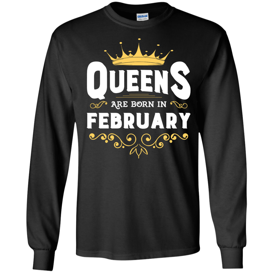Queens Are Born In February-T-Shirt & Hoodie-Long Sleeve T-Shirt-Black