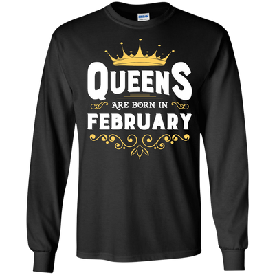 Queens Are Born In February-T-Shirt & Hoodie-Long Sleeve T-Shirt-Black