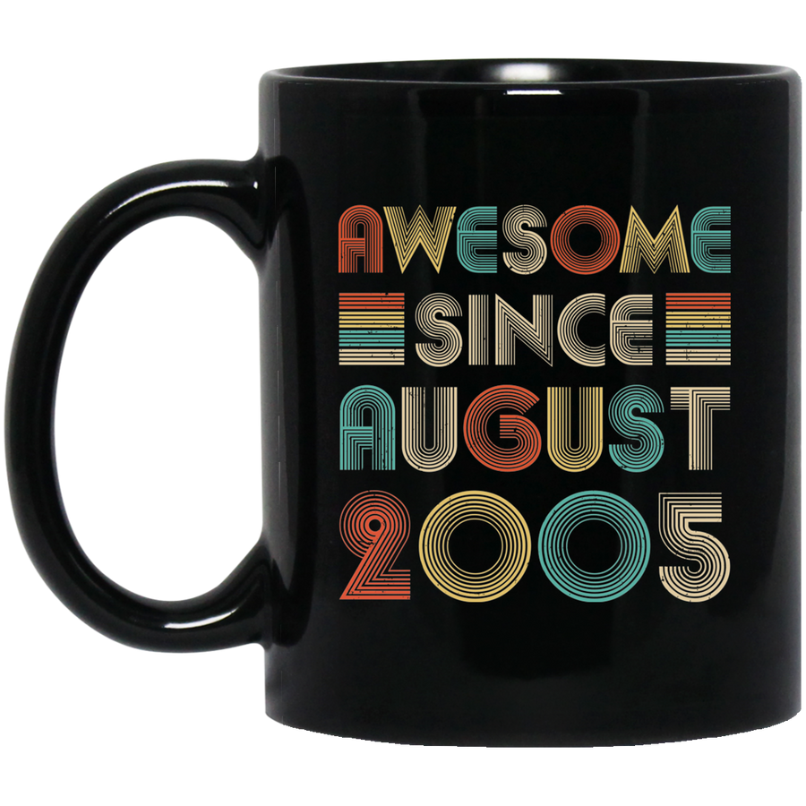 Awesome Since August 2005 Vintage 16th Birthday Gifts Mug-Coffee Mug-BM11OZ 11 oz. Black Mug-Black