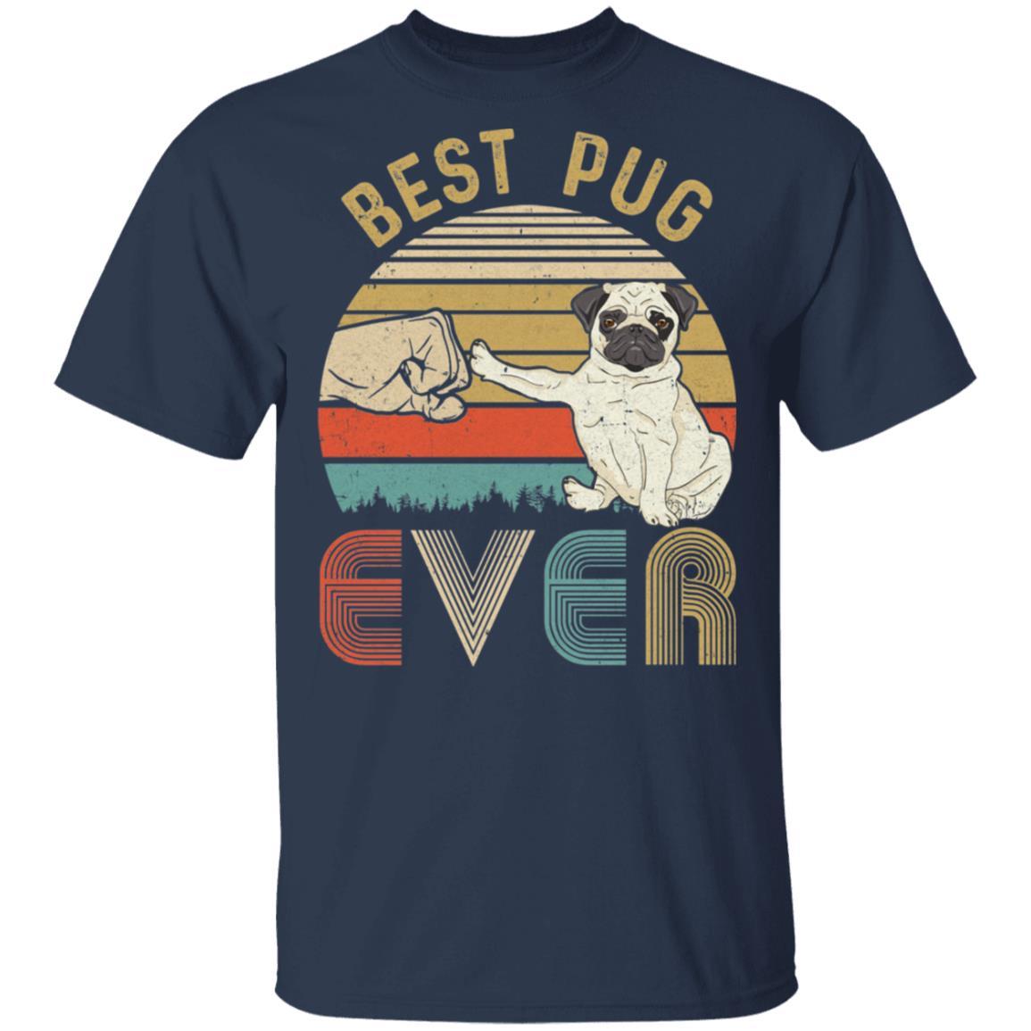 Vintage Best Pug Dad Ever Bump Fit Funny Dad Gifts-T-Shirt & Hoodie-Classic T-Shirt-Navy