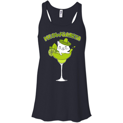 Meowgarita Margarita Cat Lover T Shirt-T-Shirt & Hoodie-Women's Flowy Racerback Tank-Midnight