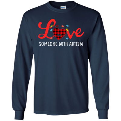 Love Someone With Autism-T-Shirt & Hoodie-Long Sleeve T-Shirt-Navy