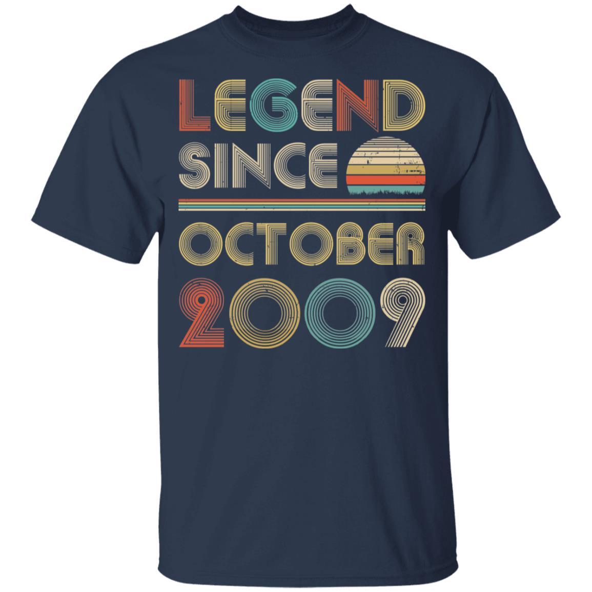 Legend Since October 2009 Vintage 12th Birthday Gifts Youth-Youth Shirt-Youth T-Shirt-Navy