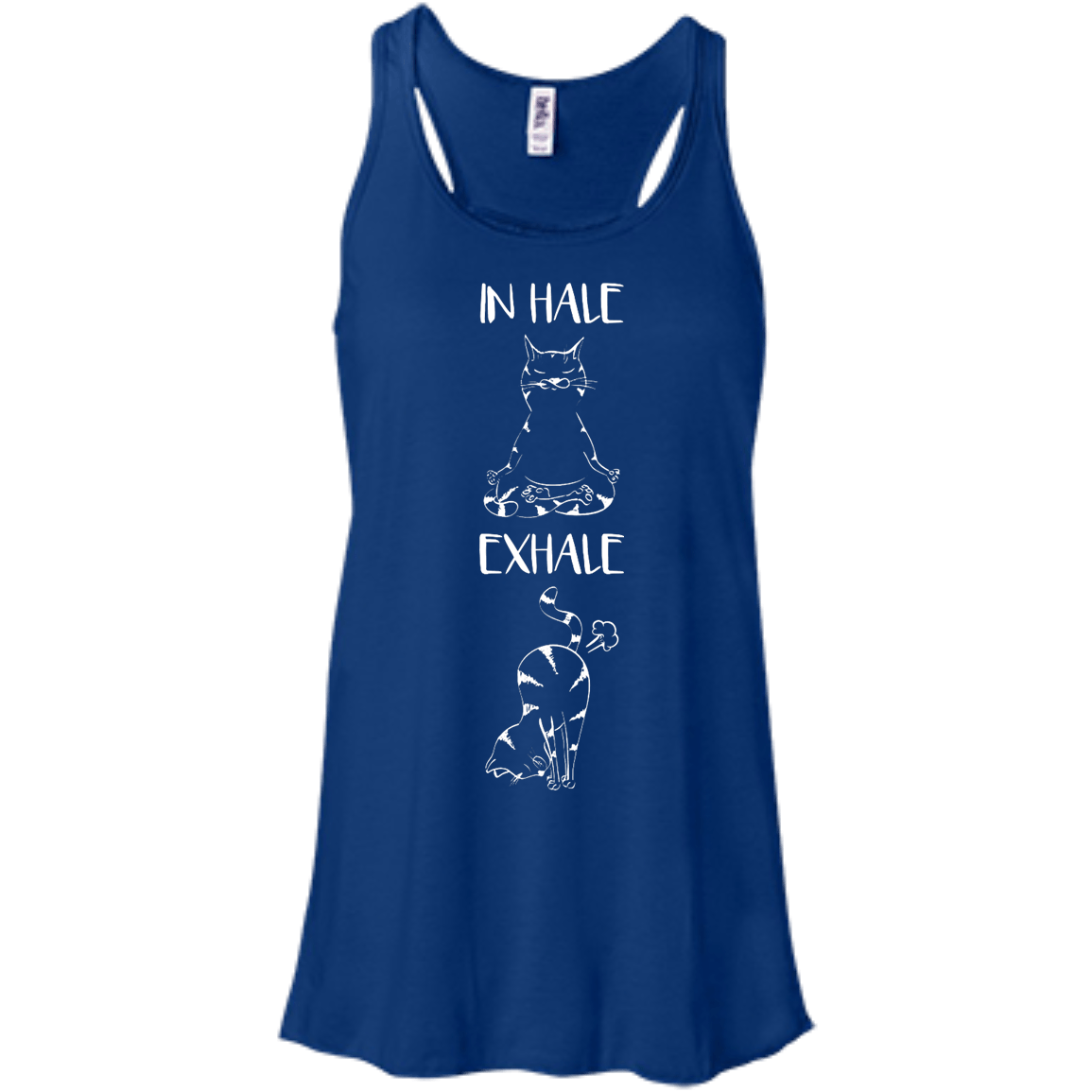 Yoga Cat Inhale Exhale-T-Shirt & Hoodie-Women's Flowy Racerback Tank-True Royal