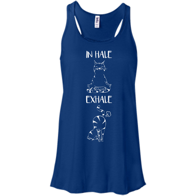 Yoga Cat Inhale Exhale-T-Shirt & Hoodie-Women's Flowy Racerback Tank-True Royal