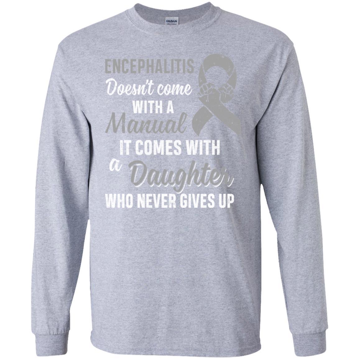 Encephalitis Awareness Daughter Warrior Gifts-T-Shirt & Hoodie-Long Sleeve T-Shirt-Sport Grey