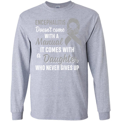 Encephalitis Awareness Daughter Warrior Gifts-T-Shirt & Hoodie-Long Sleeve T-Shirt-Sport Grey