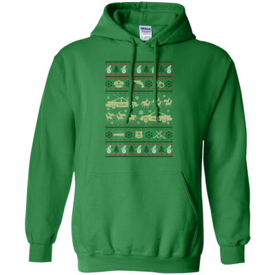 Police Christmas Ugly Sweater-T-Shirt & Hoodie-Pullover Hoodie-Irish Green