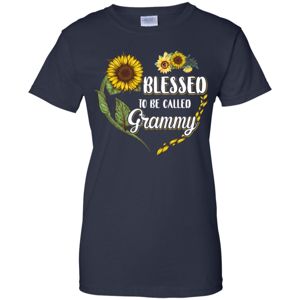 Blessed To Be Called Grammy Sunflower Mothers Day Gift-T-Shirt & Tank Top-Women's T-Shirt-Navy