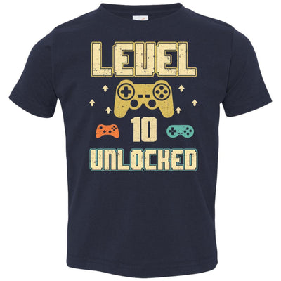 Level 10 Unlocked Video Gamer 10th Birthday Gift Youth-Youth Shirt-Toddler T-Shirt-Navy