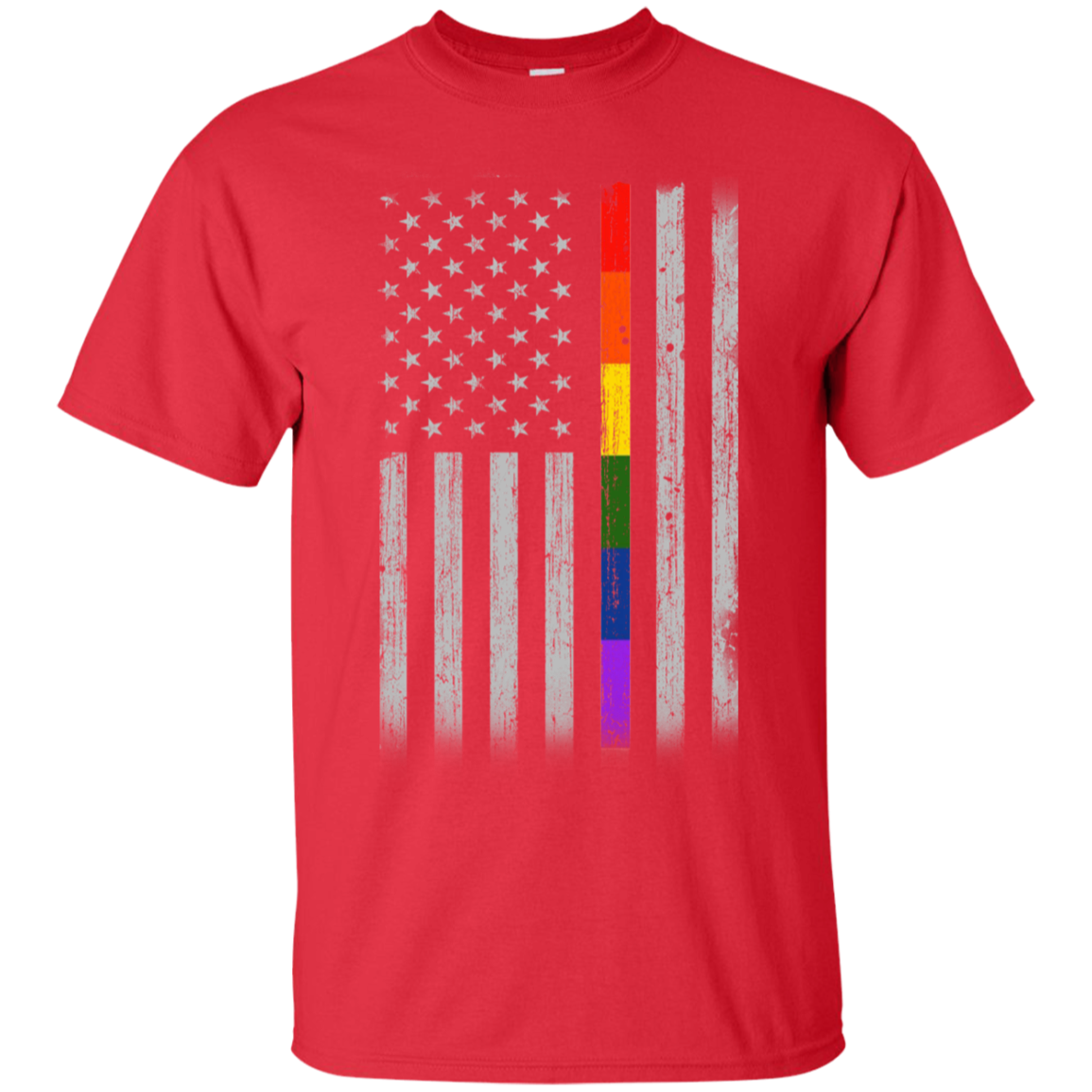Rainbow Lesbian Gay Pride LGBT America Flag-T-Shirt & Hoodie-Classic T-Shirt-Red