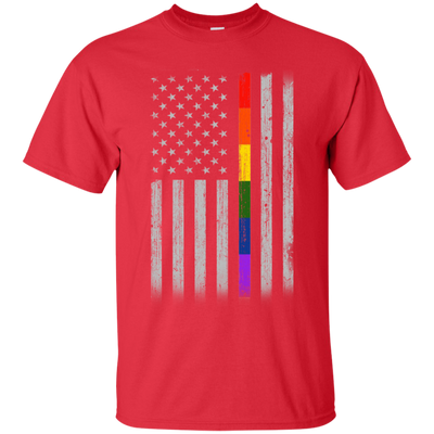 Rainbow Lesbian Gay Pride LGBT America Flag-T-Shirt & Hoodie-Classic T-Shirt-Red