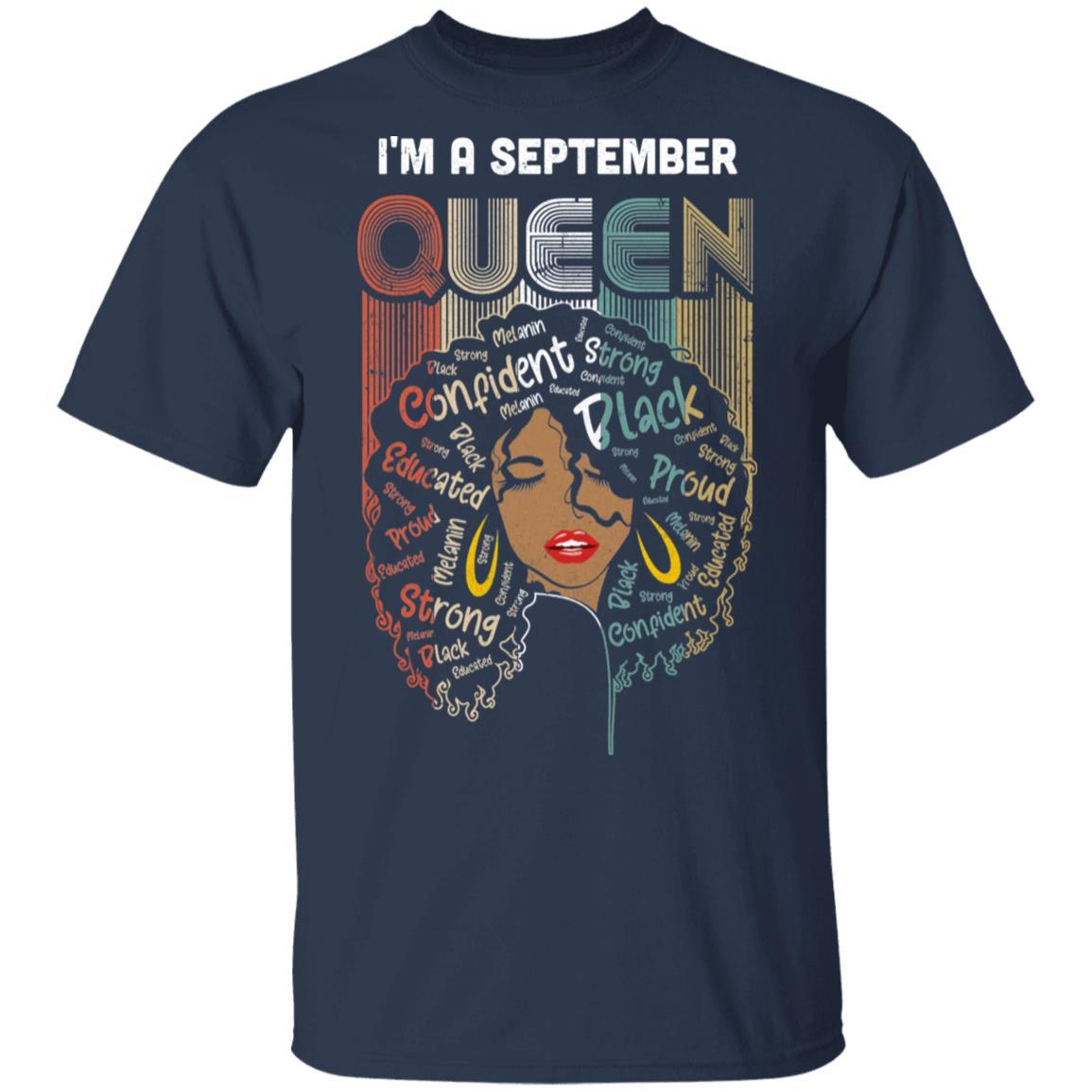 September Birthday For Women Gifts I'm A September Queen Girl-T-Shirt & Tank Top-Classic T-Shirt-Navy