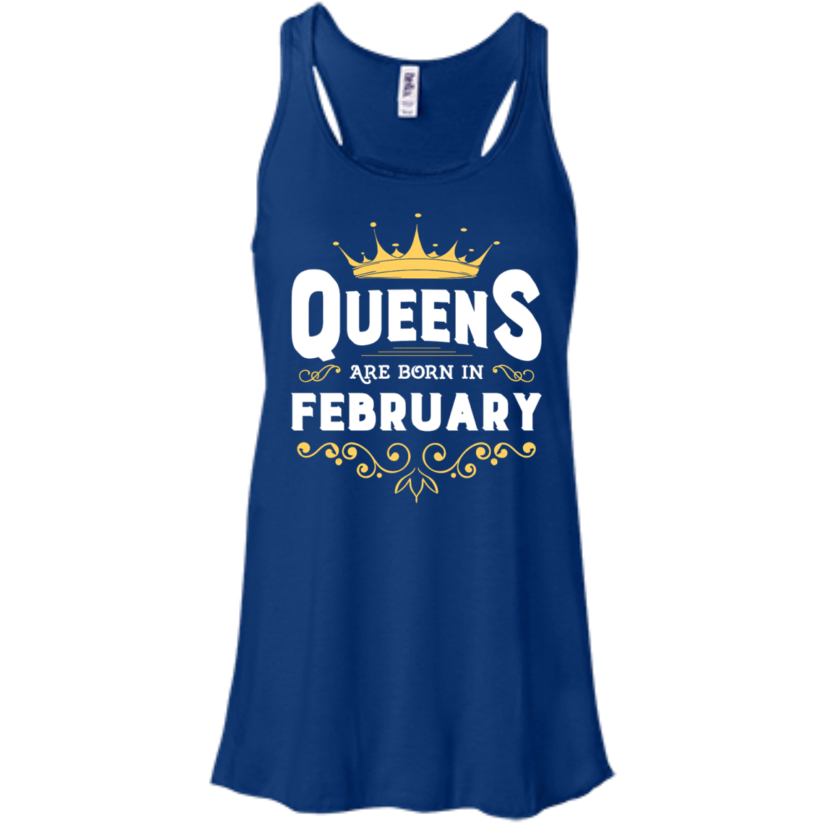 Queens Are Born In February-T-Shirt & Hoodie-Women's Flowy Racerback Tank-True Royal