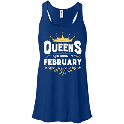 Queens Are Born In February-T-Shirt & Hoodie-Women's Flowy Racerback Tank-True Royal
