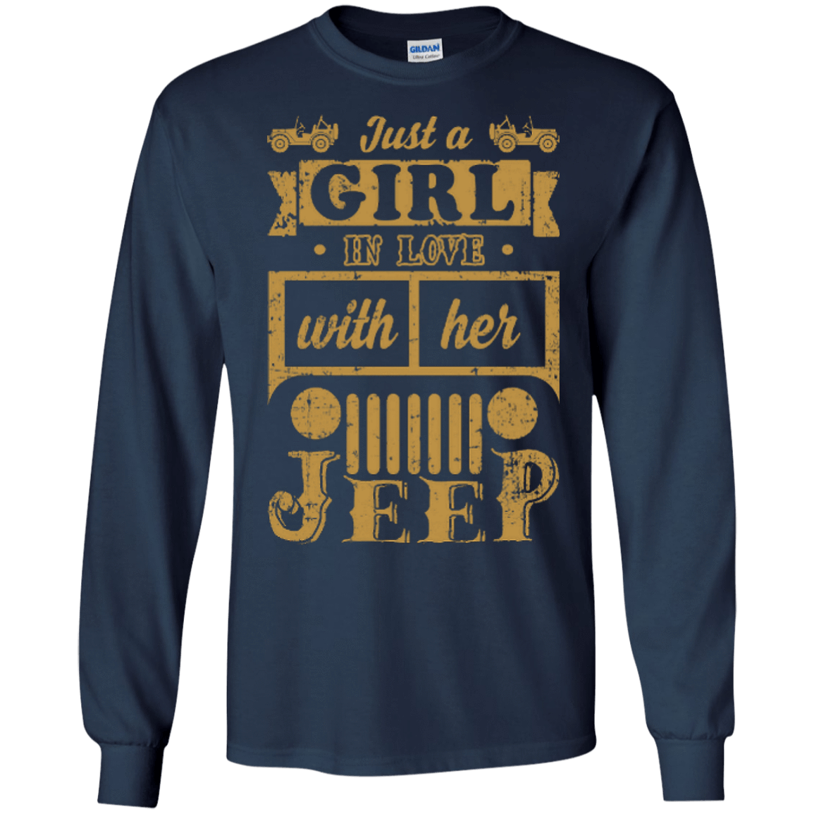 Just A Girl In Love With Her Jeep-T-Shirt & Hoodie-Long Sleeve T-Shirt-Navy