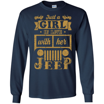 Just A Girl In Love With Her Jeep-T-Shirt & Hoodie-Long Sleeve T-Shirt-Navy