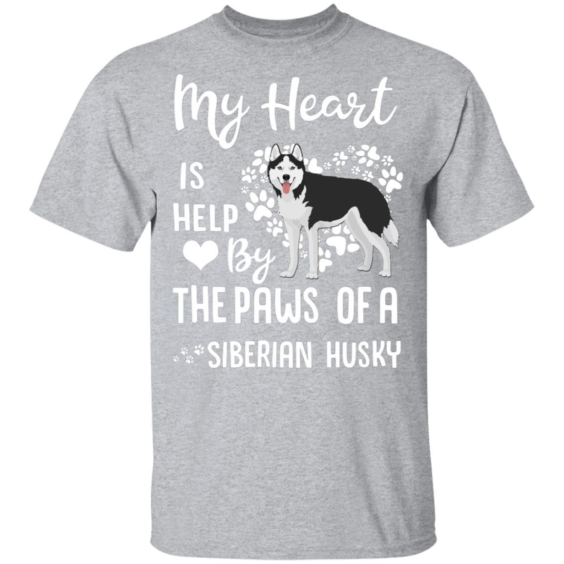 My Heart Is Held By The Paws Of A Siberian Husky Lover-T-Shirt & Hoodie-Classic T-Shirt-Sport Grey