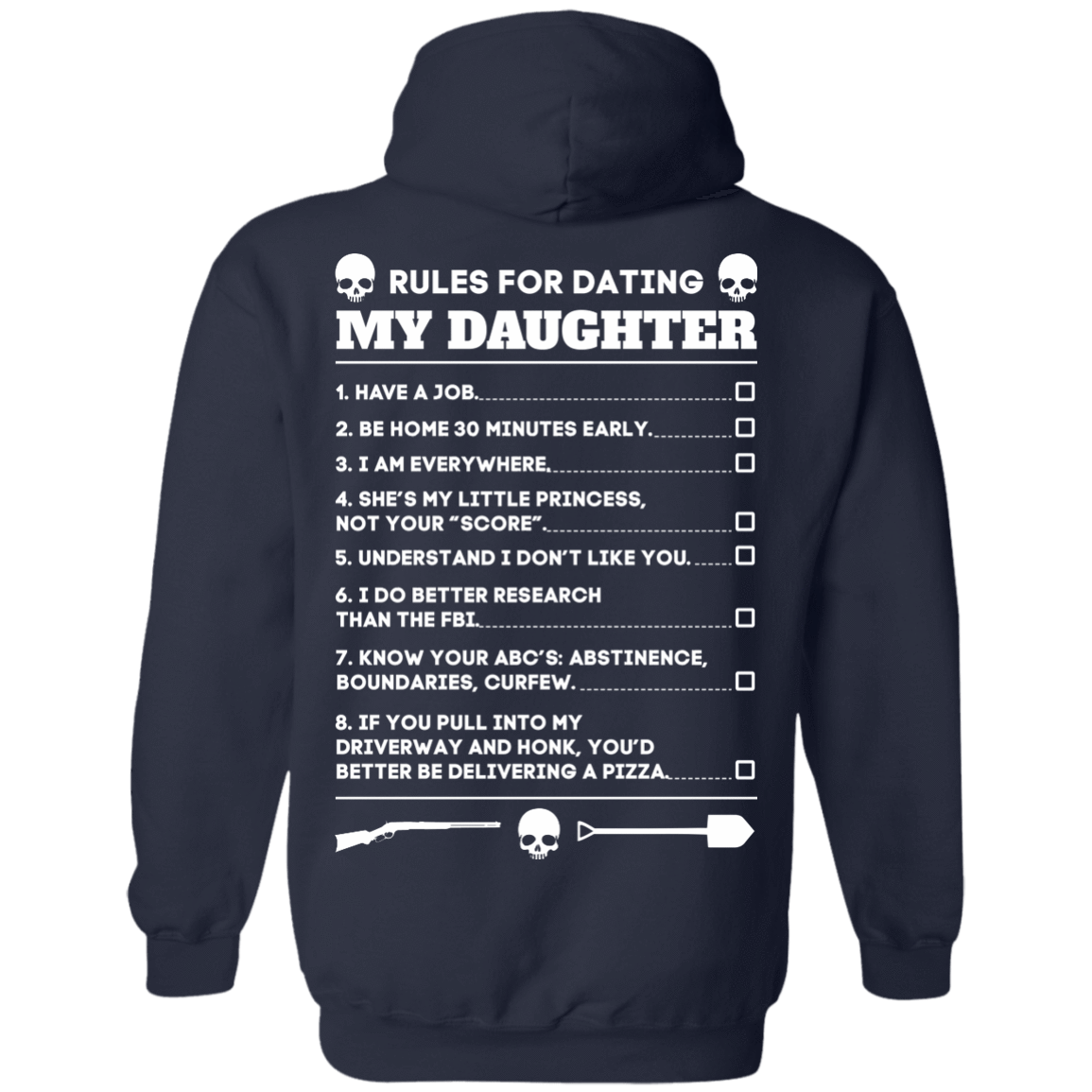 Rules For Dating My Daughter Funny-T-Shirt & Hoodie-Pullover Hoodie-Navy