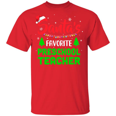 Santa's Favorite Preschool Teacher Funny Christmas Xmas Gifts-T-Shirt & Sweatshirt-Classic T-Shirt-Red